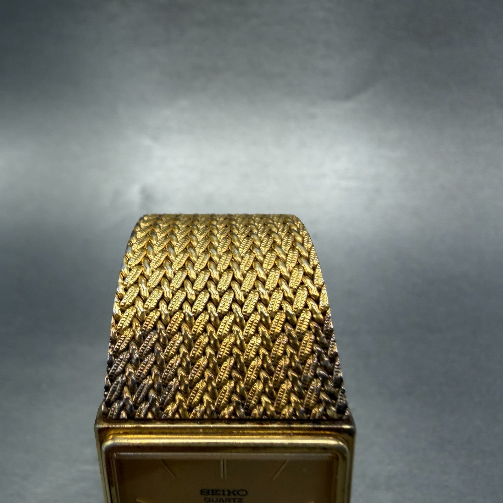 Seiko Tank Watch Men 24mm Gold Dial Gold Tone Rectangle Date 2A32-5019 PARTS VTG5