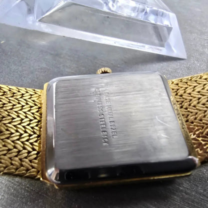 Lucien Piccard Dufonte Watch Men 25mm Black Dial Gold Tone Rectangle New Battery9
