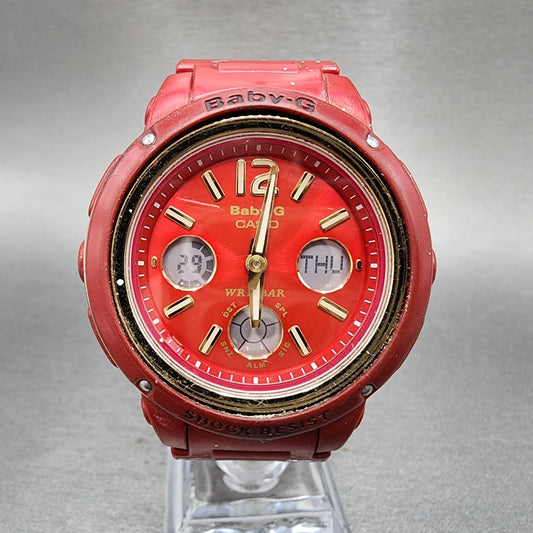 Casio BabyG Watch Women 43mm Analog Digital Red Tone Alarm Chrono New Batt0