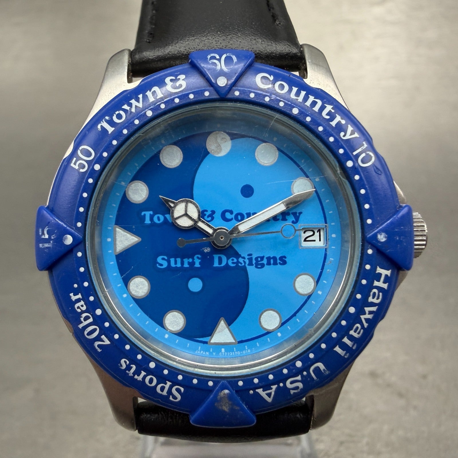 Orient Town & Country Dive Watch Men 36mm Blue Dial Silver Tone Date New Battery0