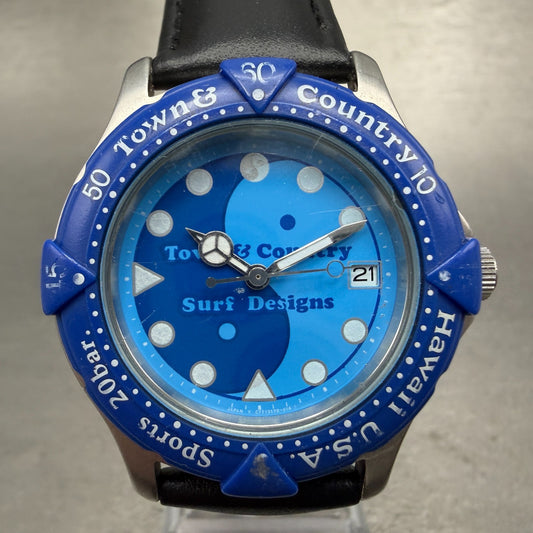 Orient Town & Country Dive Watch Men 36mm Blue Dial Silver Tone Date New Battery0