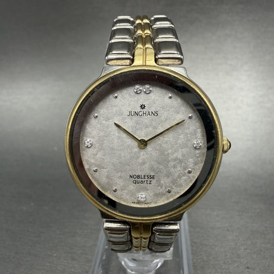 Junghans Noblesse Watch Men 32mm Silver Tone Two Round New Battery Vintage0