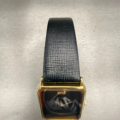Seiko Pulsar Watch Men 25mm Black Dial Gold Tone Rectangle V800-5000 New Battery4