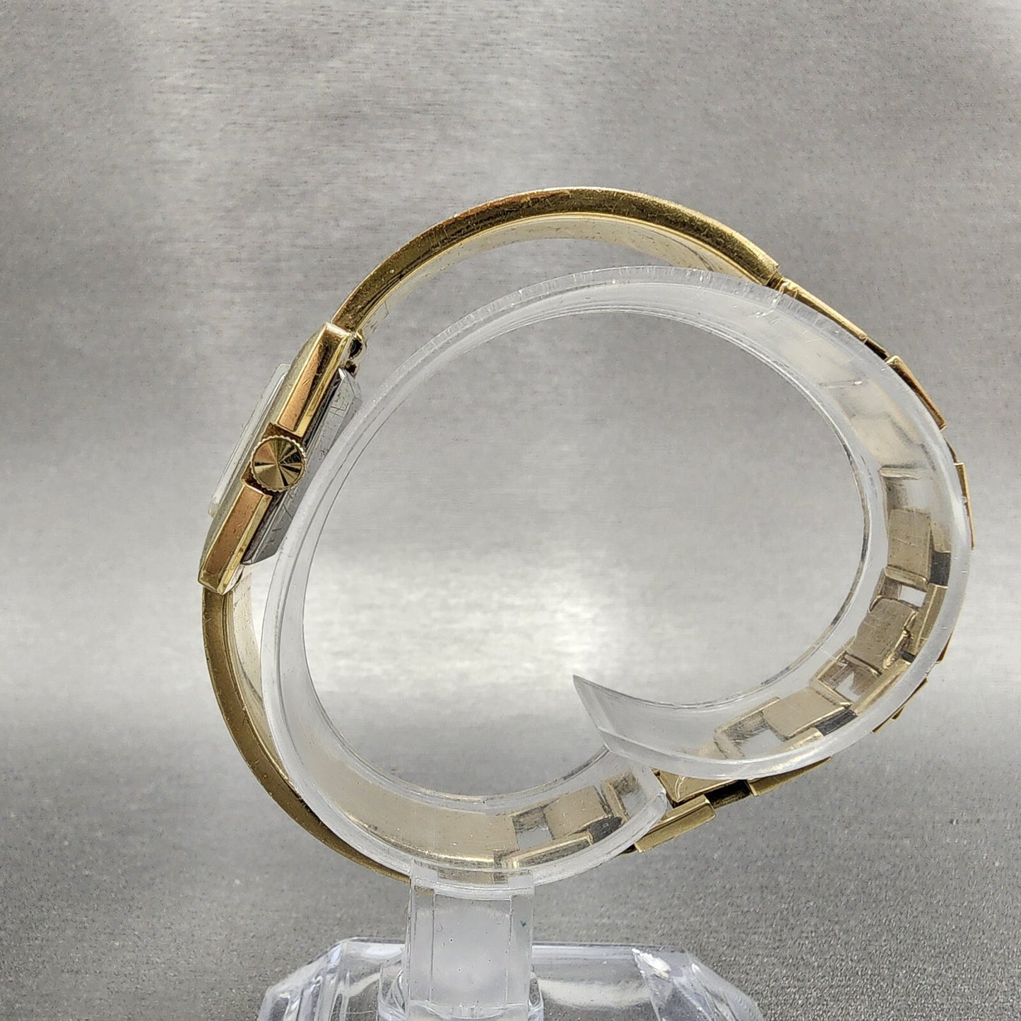 VTG Seiko Watch Women 24mm Black Dial Gold plated Rectangle Manual Wind Runs6