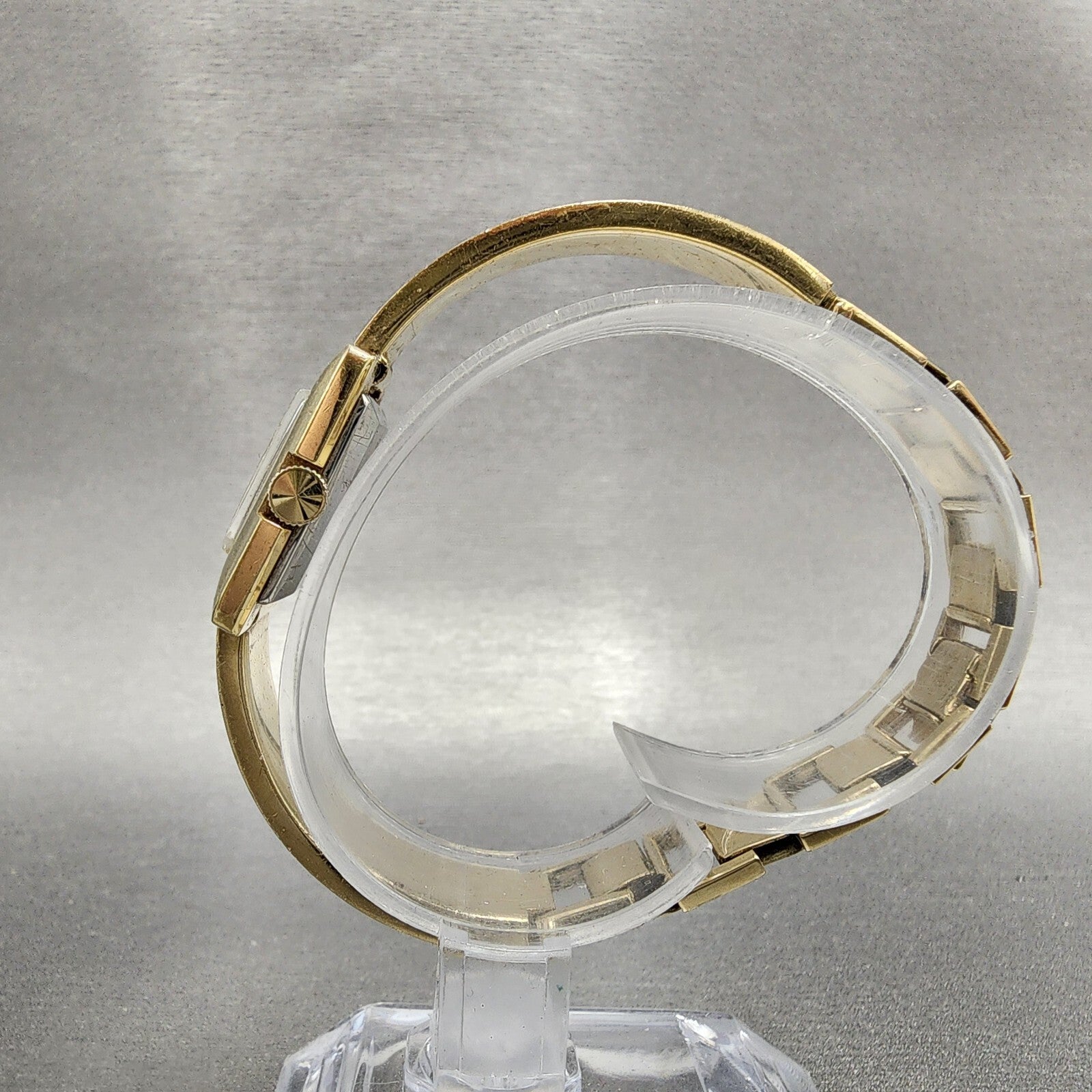 VTG Seiko Watch Women 24mm Black Dial Gold plated Rectangle Manual Wind Runs6