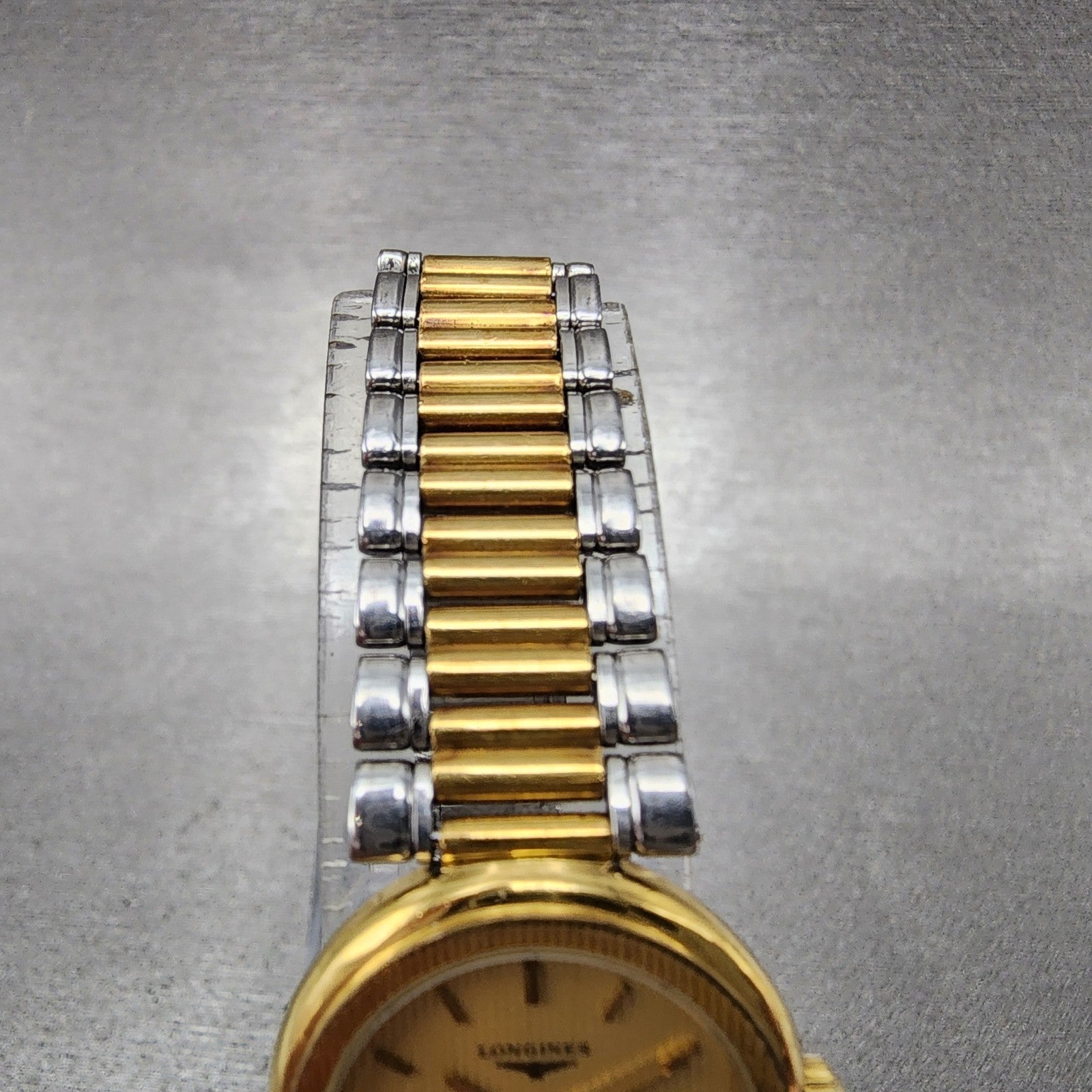 Longines Watch Women 20mm Gold Dial Two Tone Round 21852475 New Battery VTG3