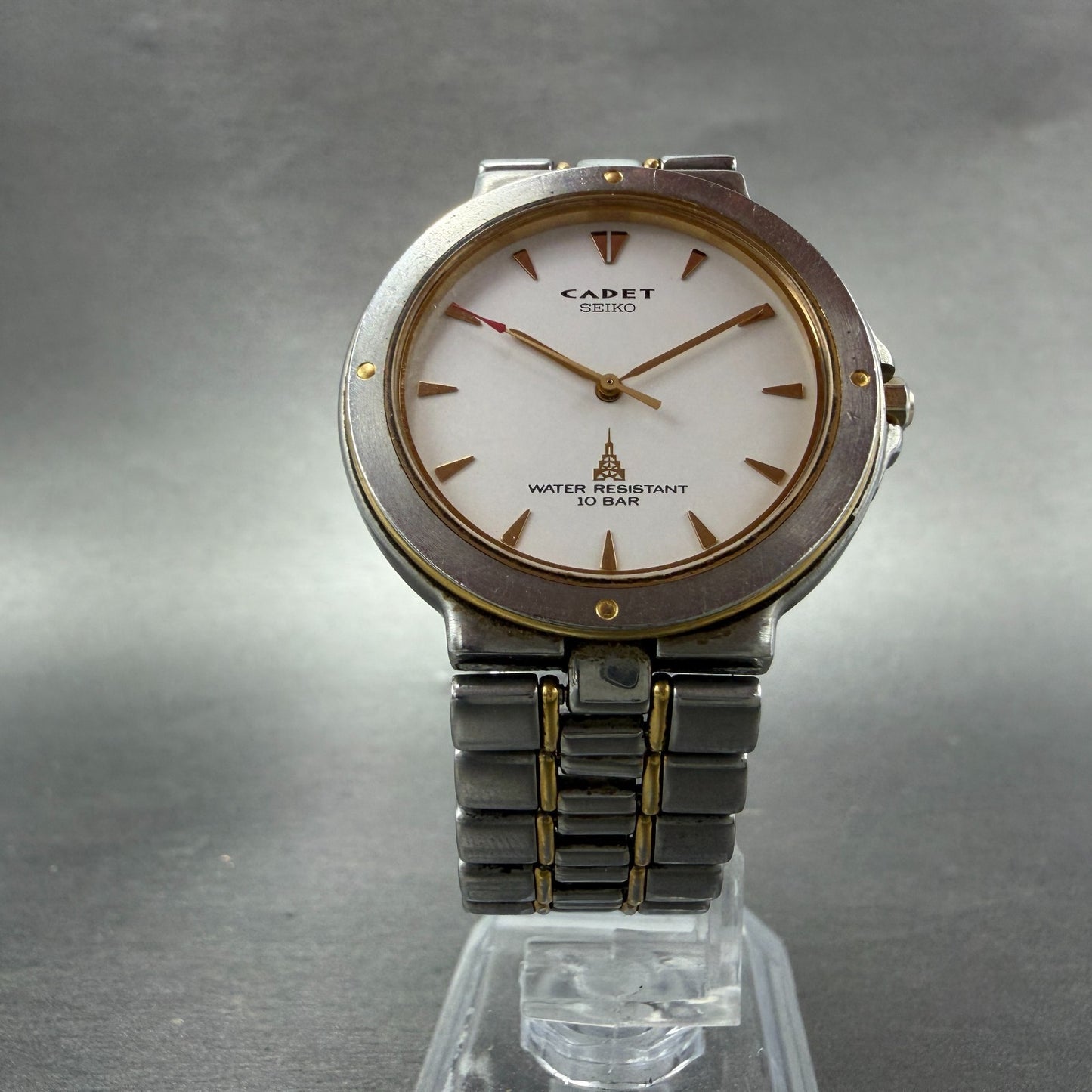 Seiko Cadet Watch Men 34mm White Dial Two Tone Round 5P31-6C50 New Battery5