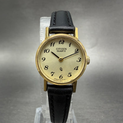 Citizen CQ Watch Women 20mm Champagne Dial Gold Tone Round 4-832370 New Battery0