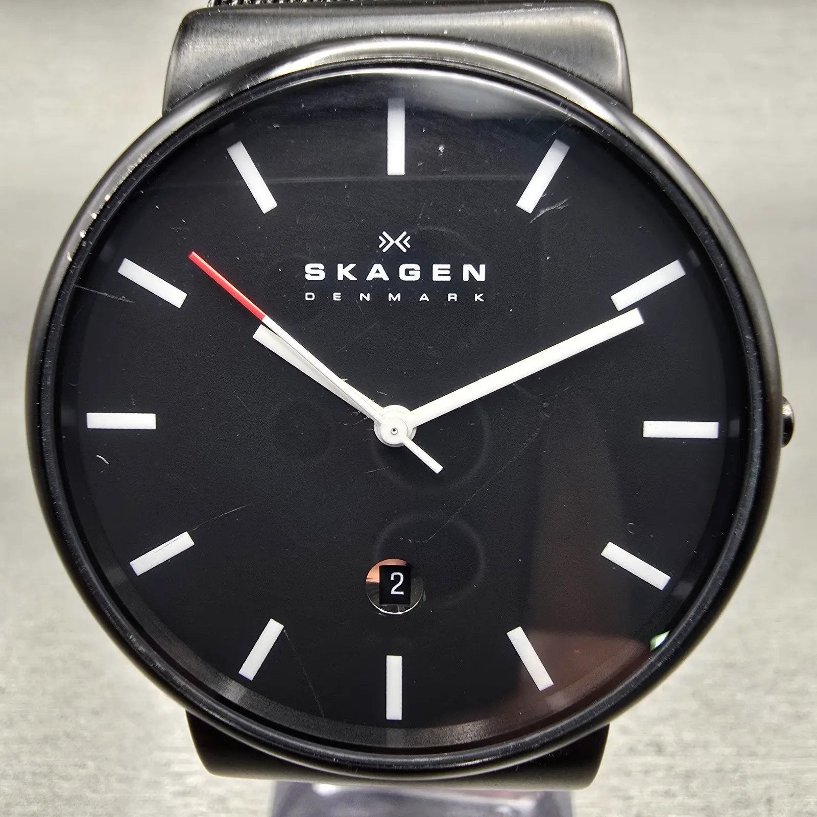 Skagen Watch Men 40mm Black Dial Black Tone Date Round SKW6053 New Battery1