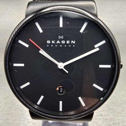 Skagen Watch Men 40mm Black Dial Black Tone Date Round SKW6053 New Battery1