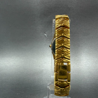 Seiko Watch Women 17mm Champagne Dial Gold Tone Oval V400-6559 VTG New Battey7