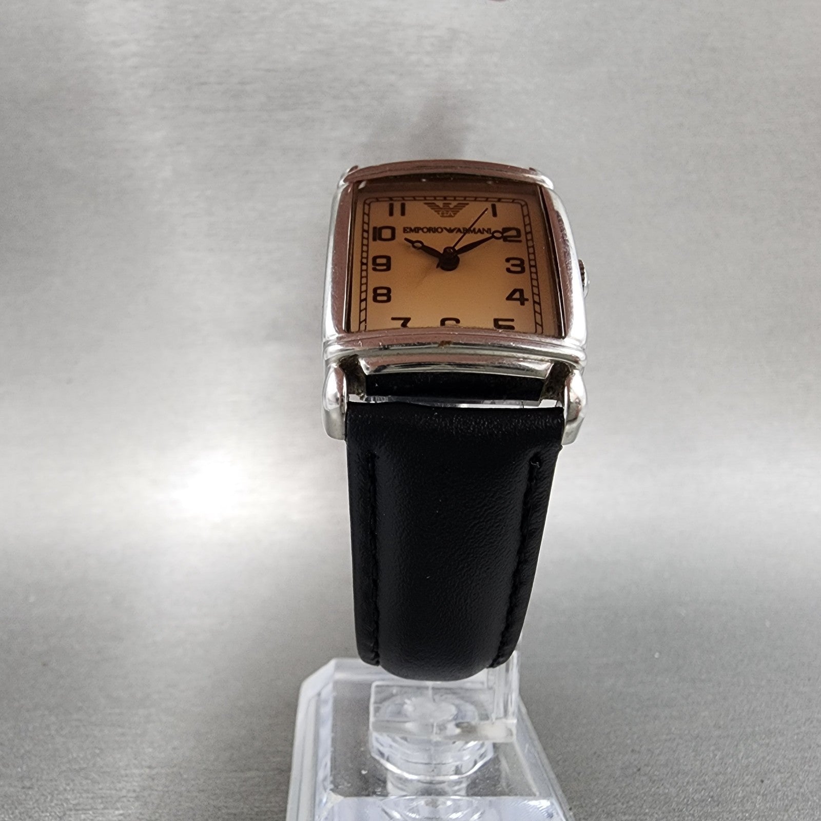 Emporio Armani Tank Watch Women 24mm Cream Dial Steel Rectangle AR0204 NewBat15