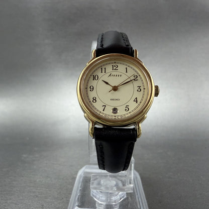Seiko Avenue Watch Women 24mm Champagne Dial Gold Tone Date 2A22-0420 NewBattery5