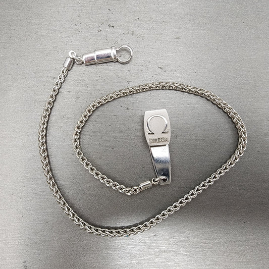 Omega Pocket Watch Chain Silver Tone 1960 1970 Vintage0