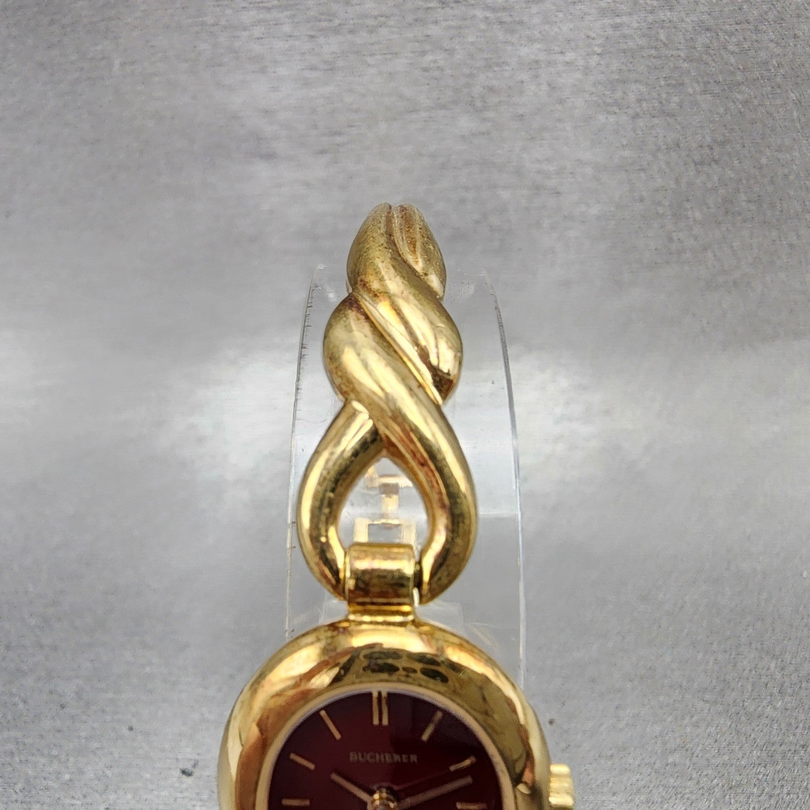 Bucherer Q Watch Women 19mm Red Dial Gold Tone Oval 980.599 New Battery4