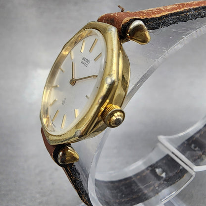 Seiko Watch Women 24mm White Dial Gold Tone Octagon 160150 New Battery2