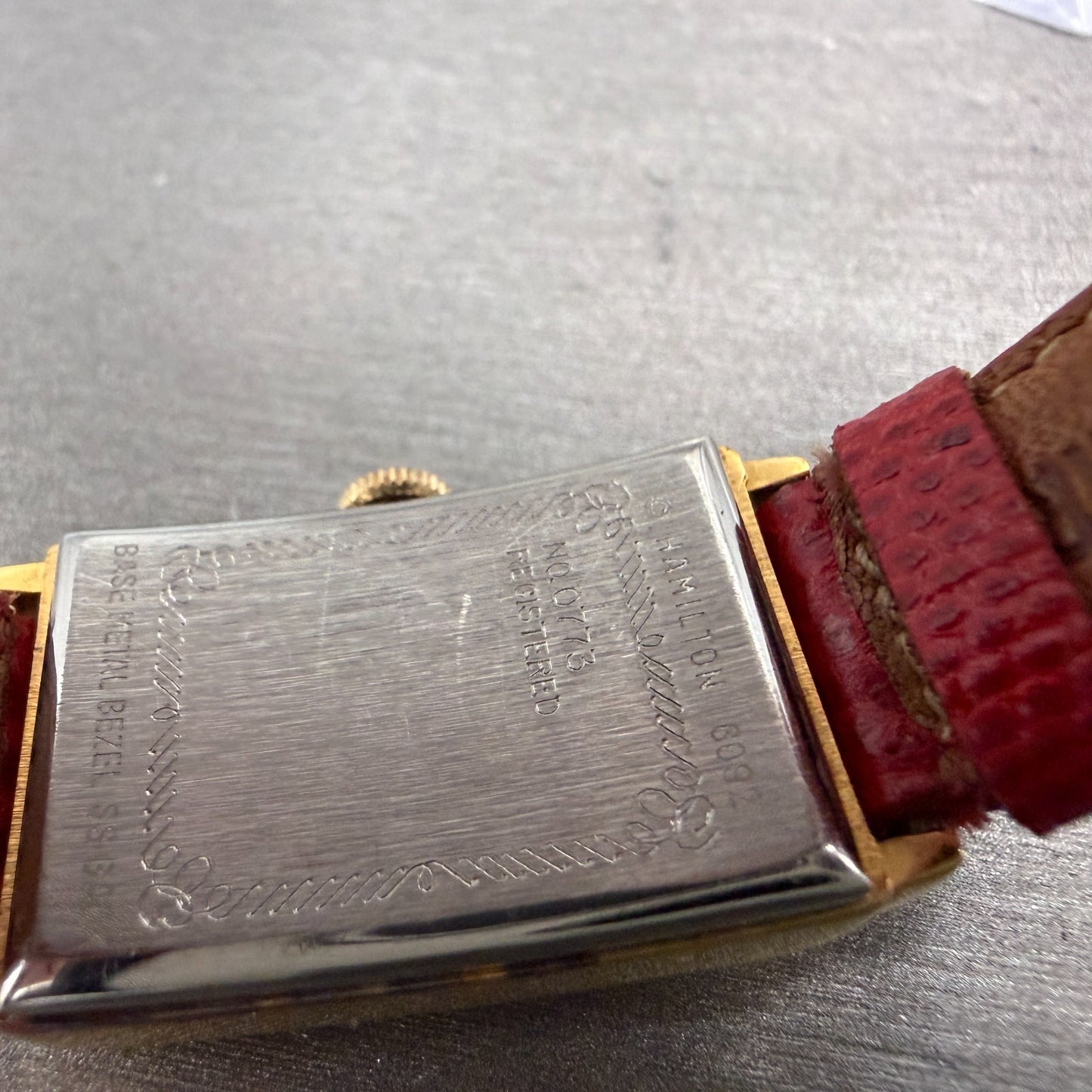 Hamilton Tank Watch Women 18mm White Dial Gold Tone Rectangle 6092 PARTS10