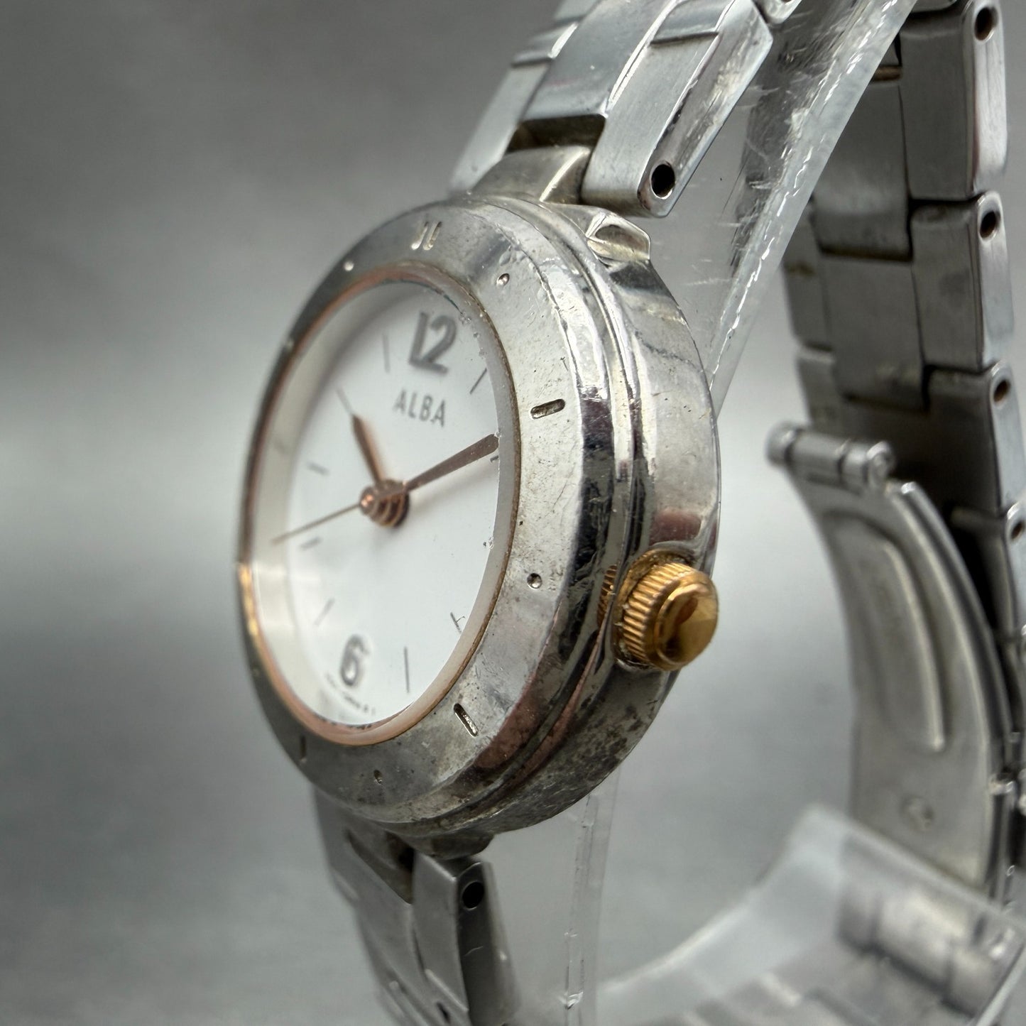 Seiko Alba Watch Women 23mm White Dial Silver Tone Round V501-0DX0 New Battery2