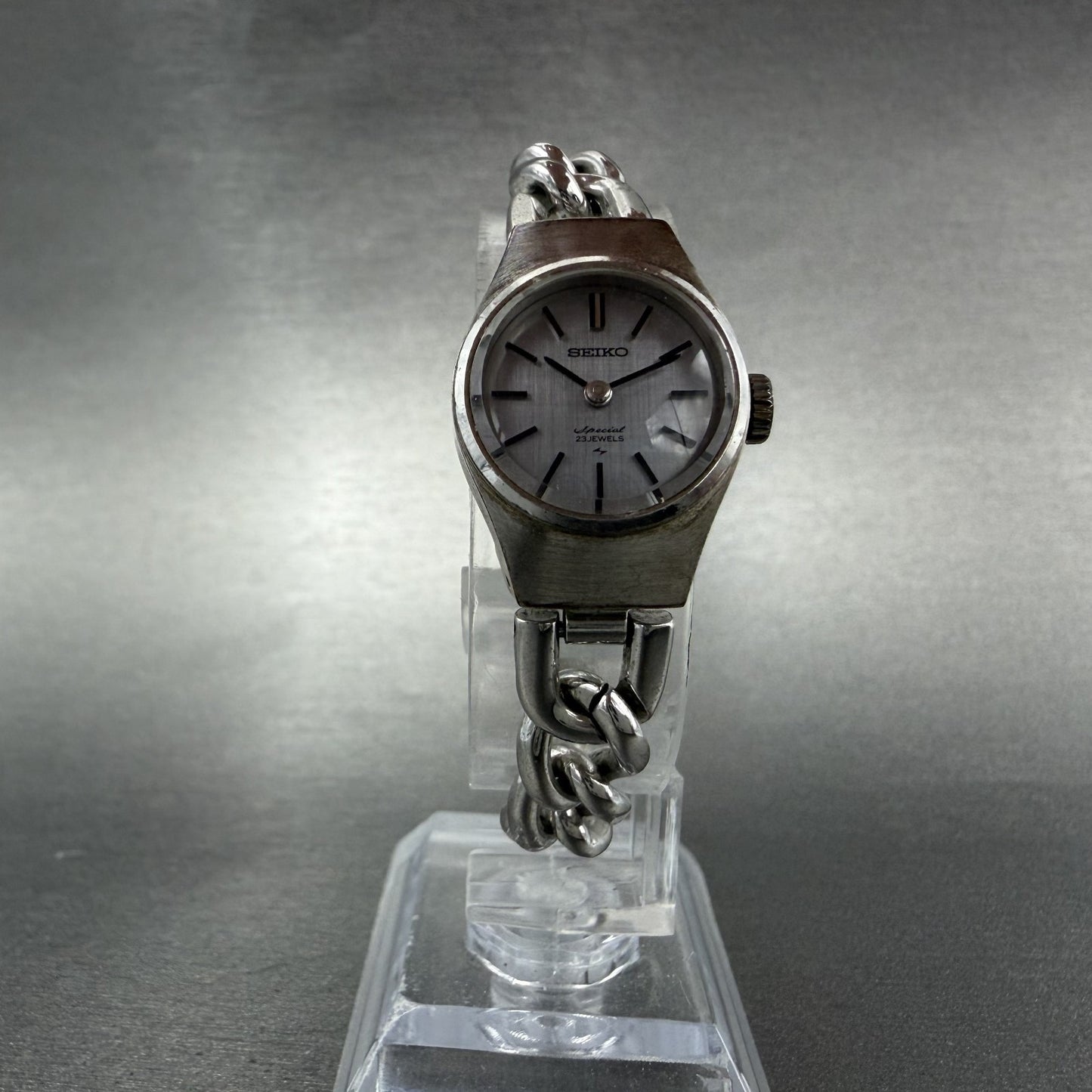 Seiko Special Watch Women 18mm Blue Dial White Gold Plated Manual Wind Runs5