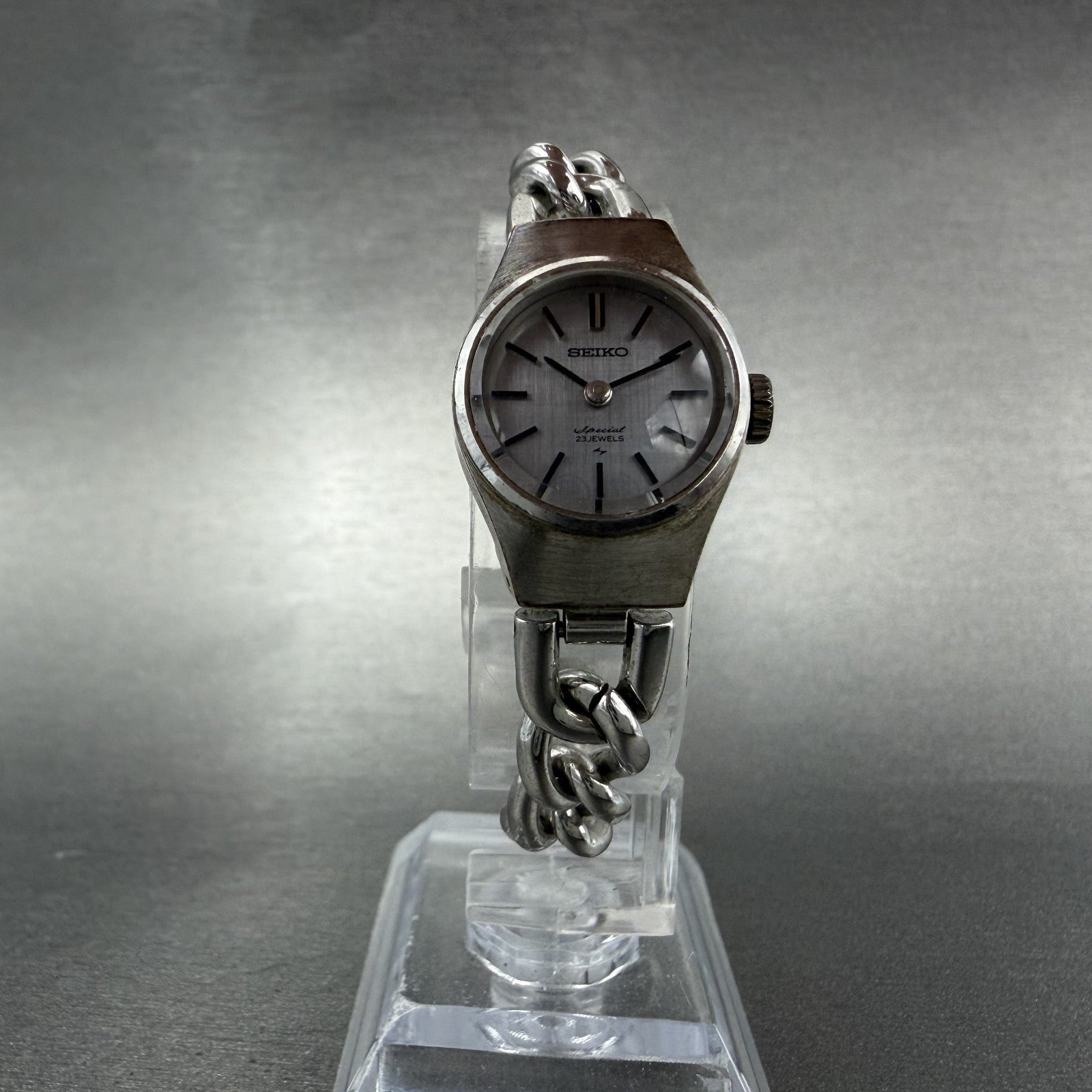 Seiko Special Watch Women 18mm Blue Dial White Gold Plated Manual Wind Runs5
