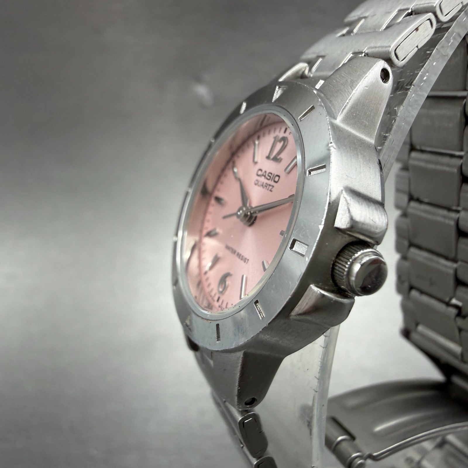 Casio Watch Women 24mm Pink Dial Silver Tone Round LTP-1177 New Battery 6572