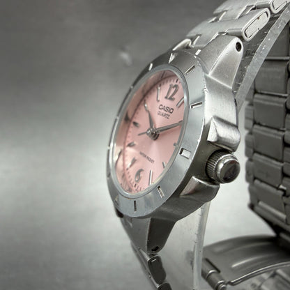 Casio Watch Women 24mm Pink Dial Silver Tone Round LTP-1177 New Battery 6572