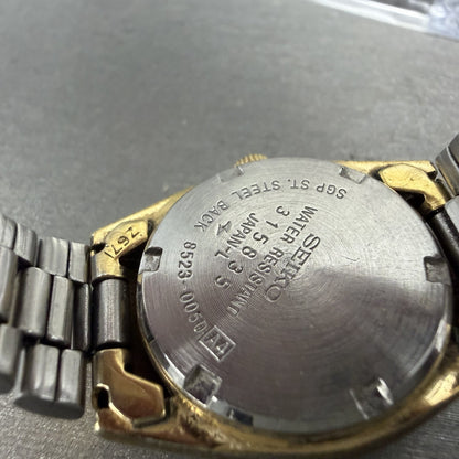 Seiko SQ Watch Women 24mm Champagne Dial Gold Tone Daydate 8523-0050 New Battery9