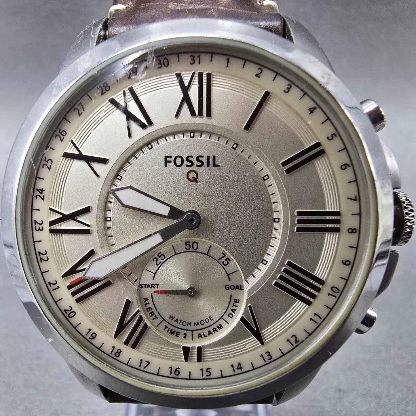 Fossil Q Grant Watch Men 44mm Cream Dial Stainless Steel FTW118 Round New Batt1