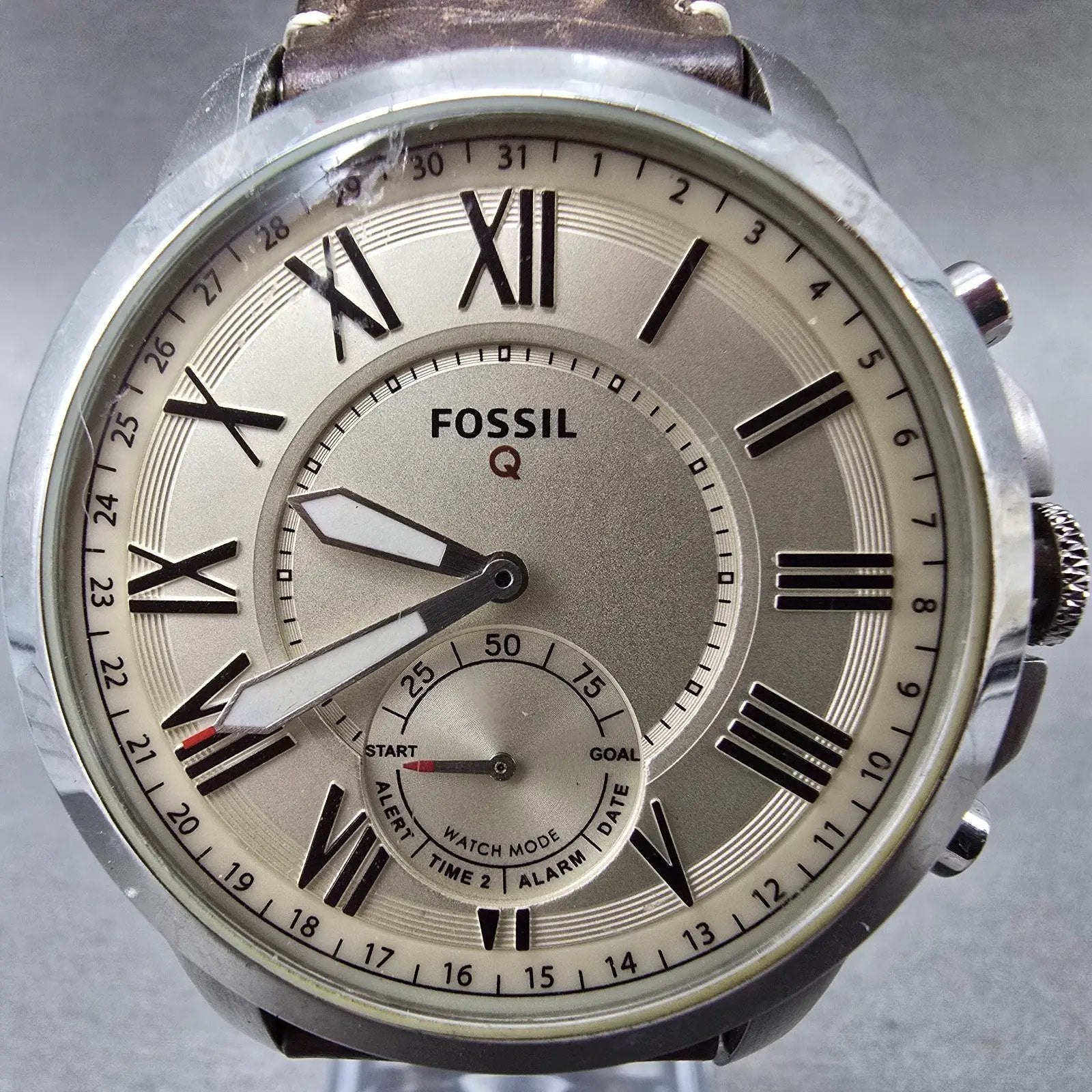 Fossil Q Grant Watch Men 44mm Cream Dial Stainless Steel FTW118 Round New Batt1