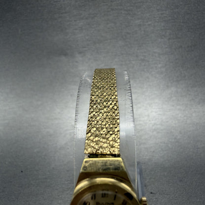 Bulova Watch Women 16mm Champagne Dial Gold Tone Manual Round Vintage Runs4