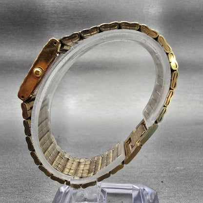 Seiko Watch Women 16mm Gold Dial Gold Tone Rectangle 1N01-5A69 New Battery VTG6