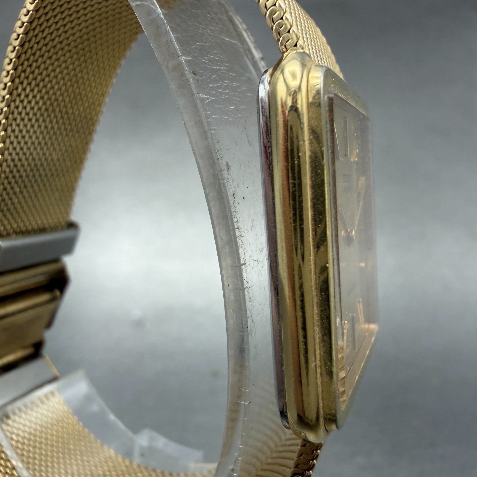 Seiko Tank Watch Men 26mm Champagne Dial Gold Tone Vintage 6020-5039 New Batt 873