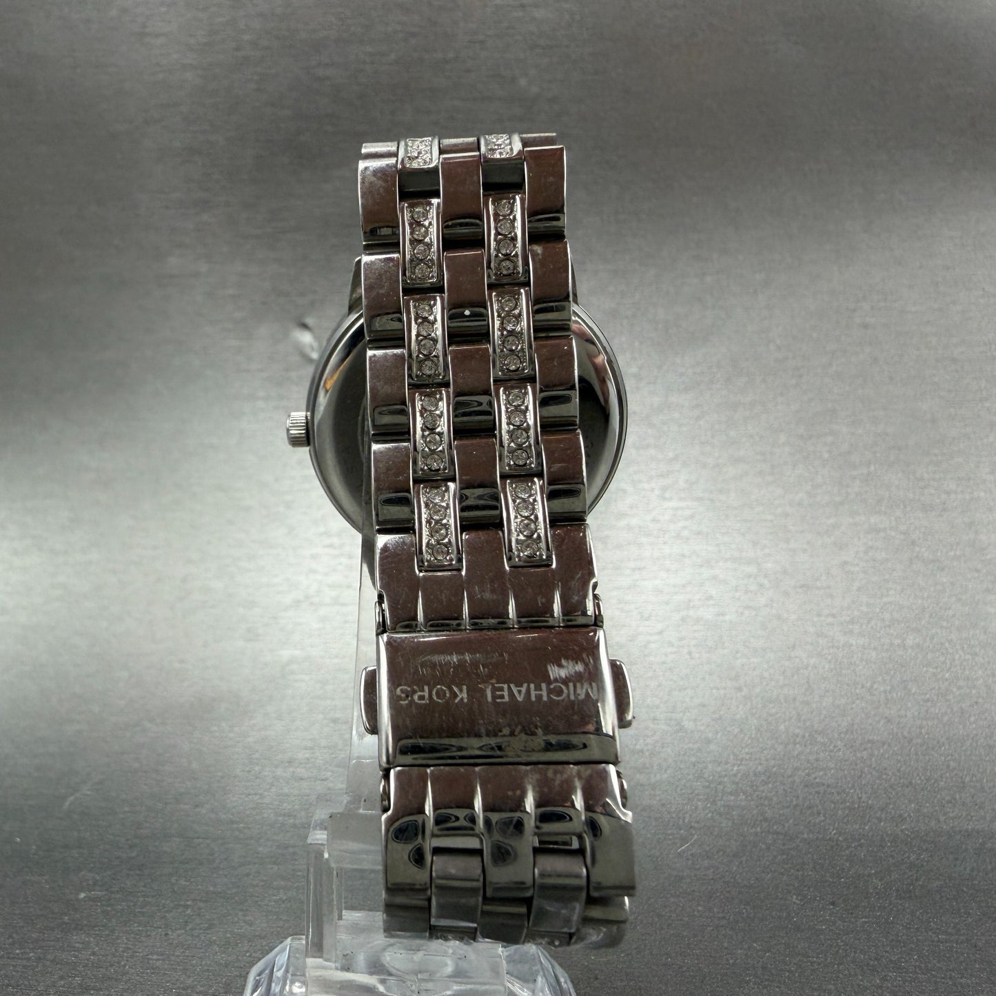 Michael Blake Watch Women 35mm Silver Dial Silver Tone Crystals MK3458 NewBatt7