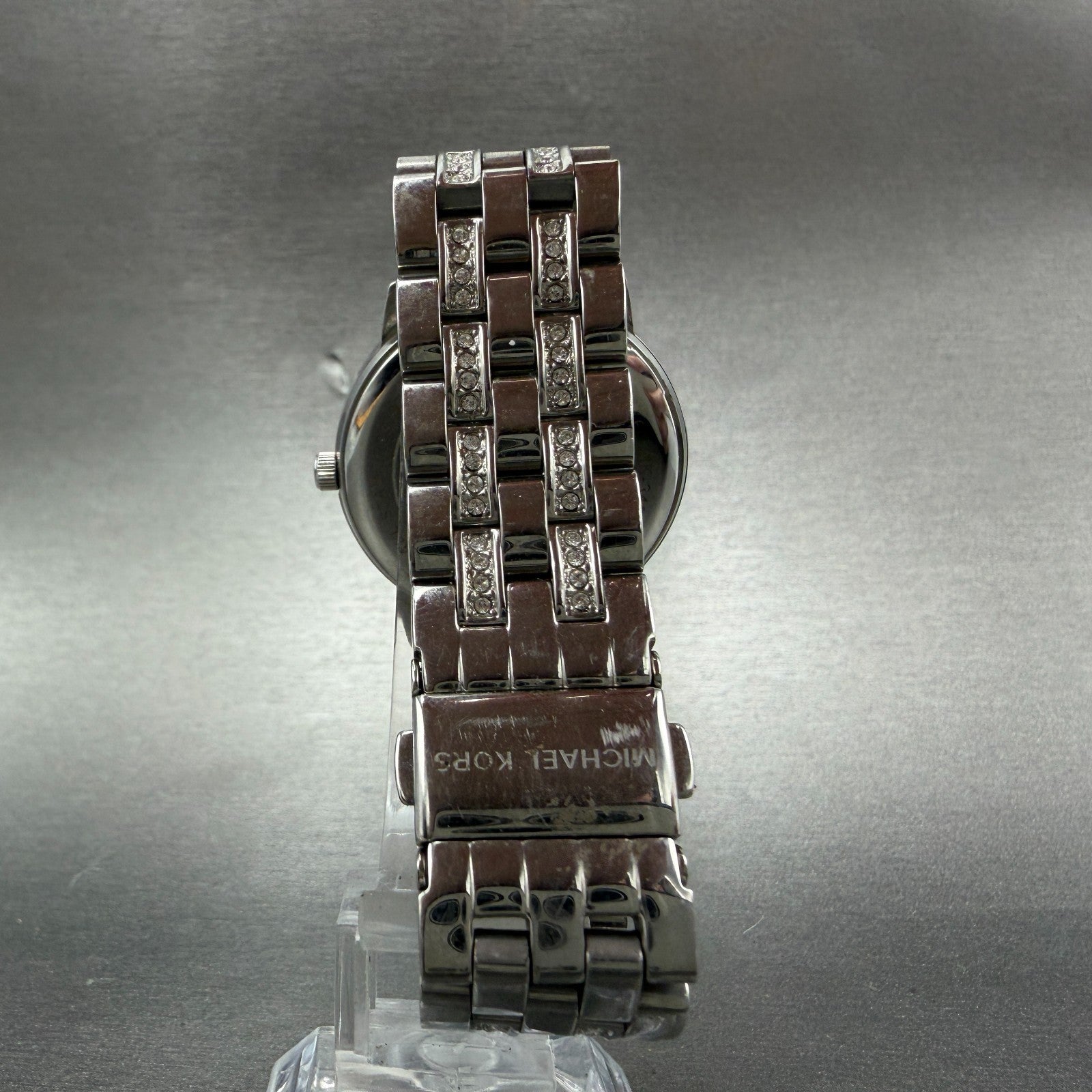 Michael Blake Watch Women 35mm Silver Dial Silver Tone Crystals MK3458 NewBatt7