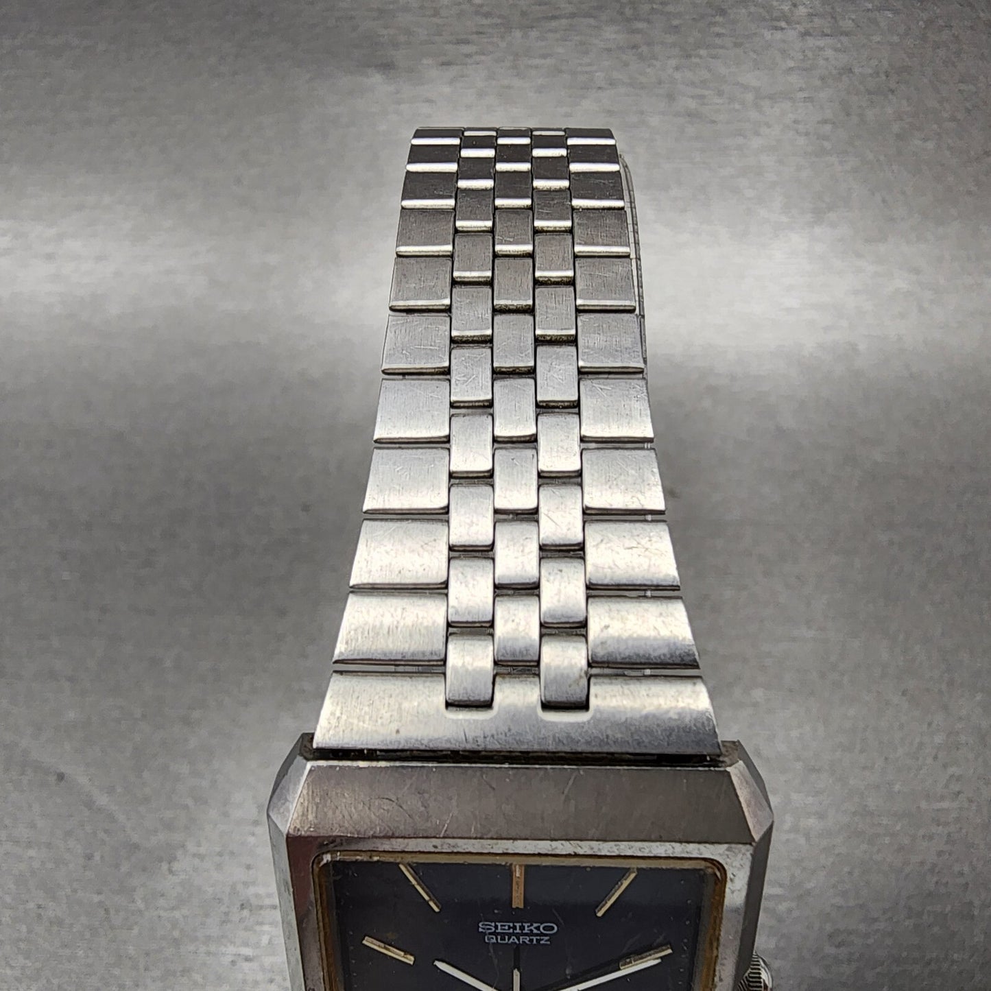 VTG Seiko Tank Watch Men 28mm Blue Dial Steel Rectangle 78105029 PARTS5