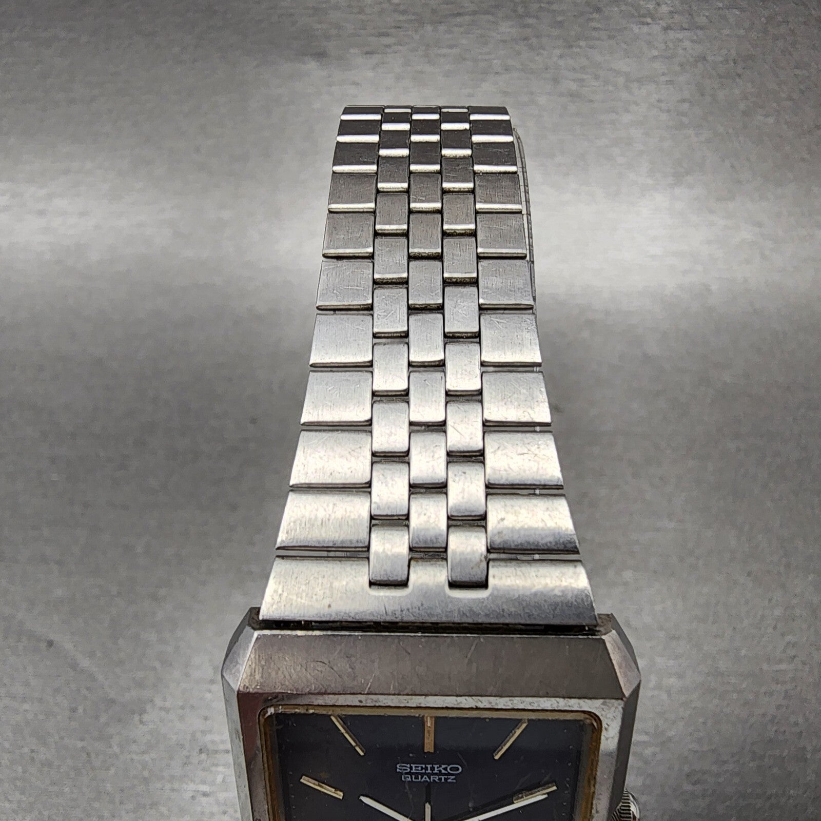 VTG Seiko Tank Watch Men 28mm Blue Dial Steel Rectangle 78105029 PARTS5