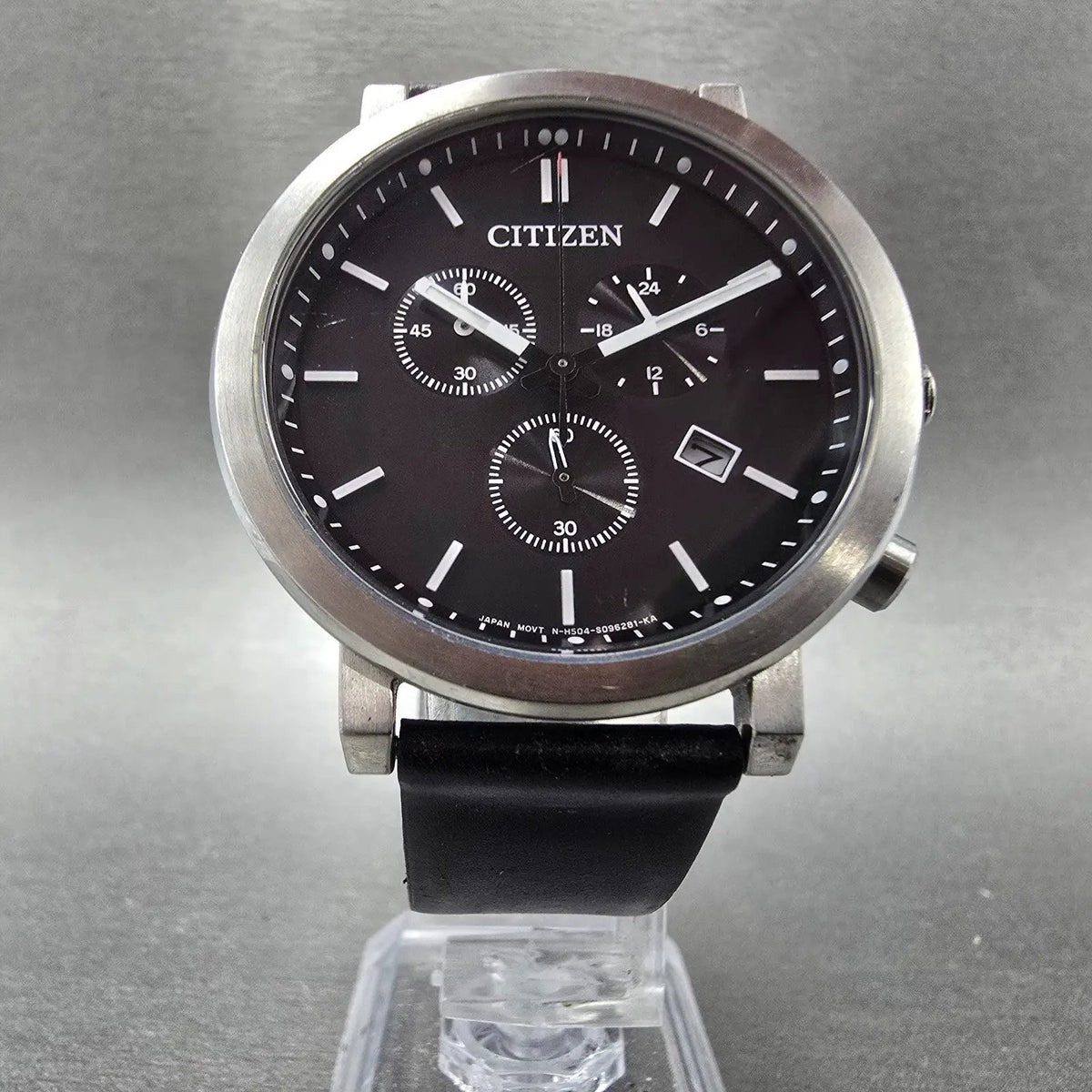 Citizen Eco-Drive Chronograph Watch Men 39mm Black Dial Steel Date Round JDM5