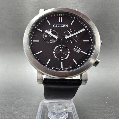 Citizen Eco-Drive Chronograph Watch Men 39mm Black Dial Steel Date Round JDM5