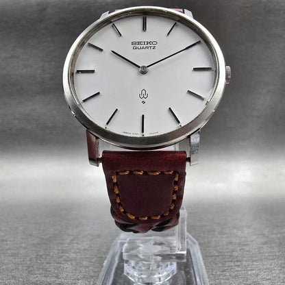 Seiko Watch Men 34mm White Dial Silver Tone Round 4130-9000 New Battery5