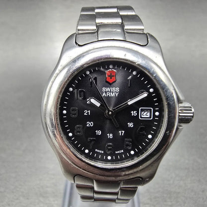 Victorinox Swiss Army Officer Watch Women 28mm Black Dial Steel Date 241033 Runs0