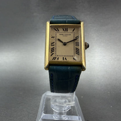 Pierre L'Huillier Tank Watch Women 22mm Cream Dial Gold Tone Rectangle Manual5
