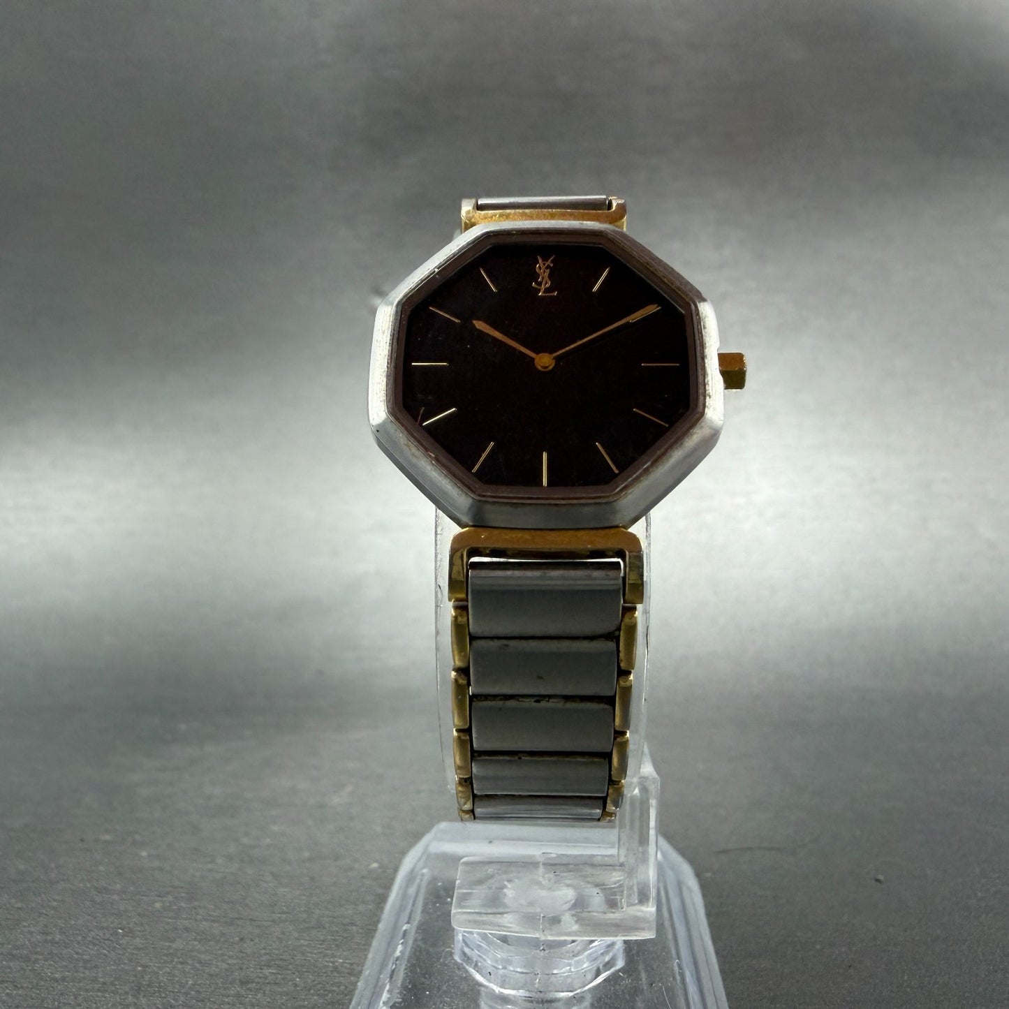 Yves Saint Laurent Watch Women 25mm Black Dial Two Tone Octagon 2200-222377 PART6