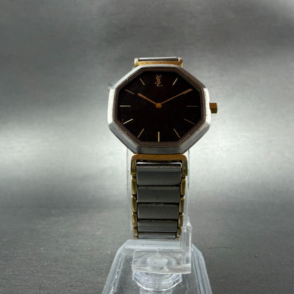 Yves Saint Laurent Watch Women 25mm Black Dial Two Tone Octagon 2200-222377 PART6