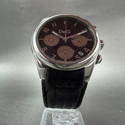 Dolce & Gabana Chrono Watch Men 38mm Black Dial Steel Date Round READ!! New Batt5