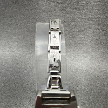 Seiko Solar Special Watch Women 20mm Silver Dial Silver Tone Rectangle READ!!!!4