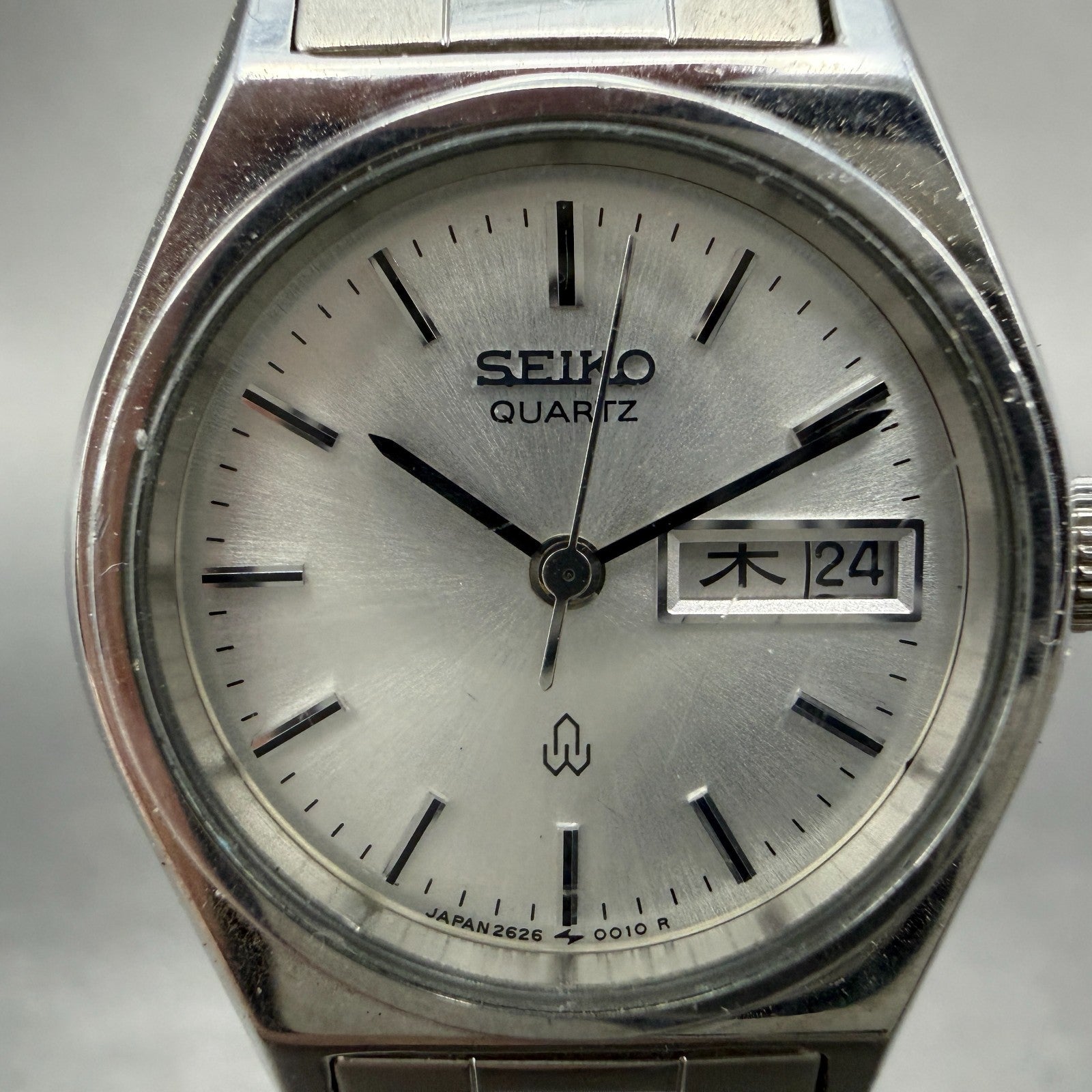 Seiko Watch Women 24mm Silver Dial Silver Tone Daydate 2626-0010 New Battery1