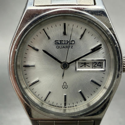 Seiko Watch Women 24mm Silver Dial Silver Tone Daydate 2626-0010 New Battery1
