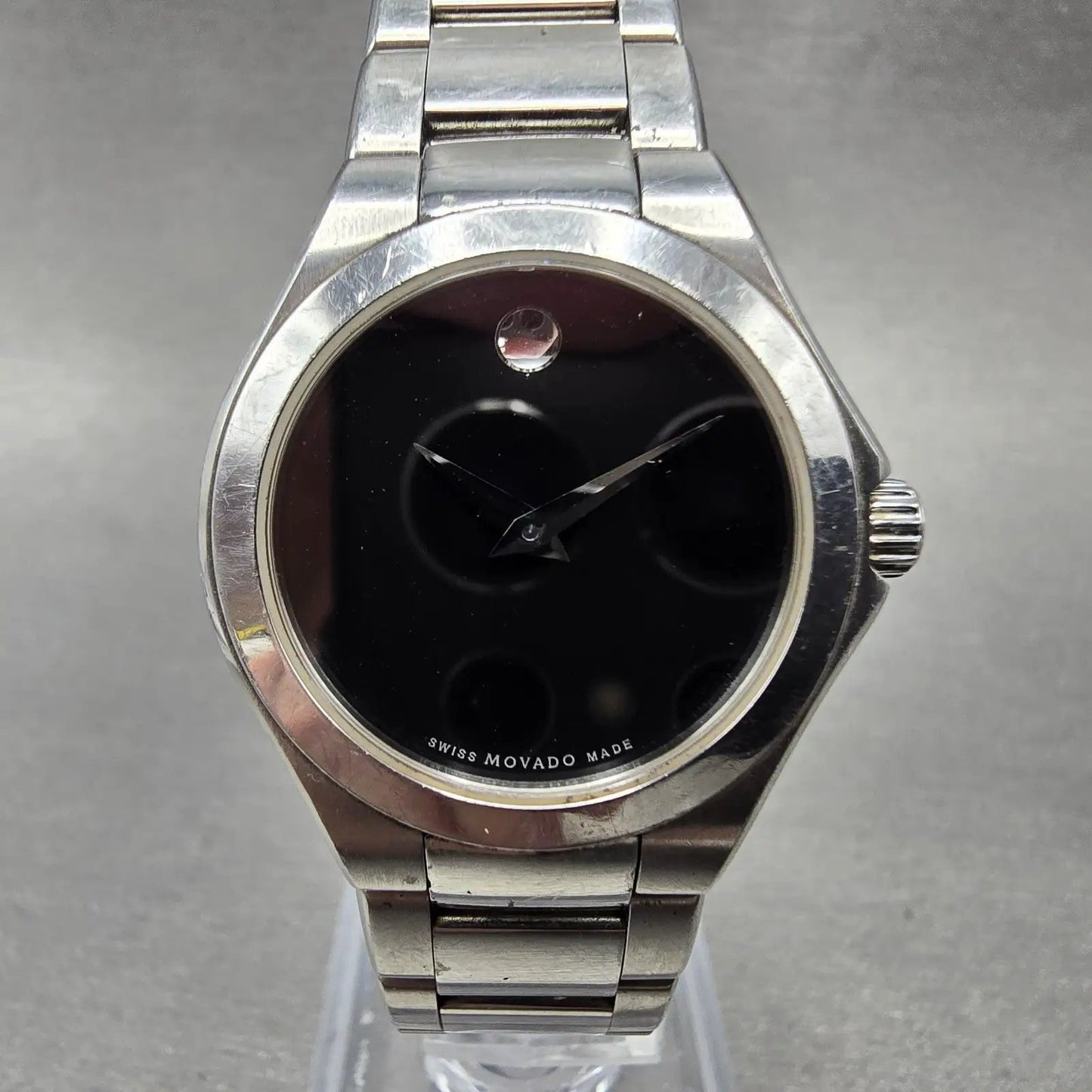 Movado Museum Watch Women 28mm Black Dial Stainless Steel Round New Battery0