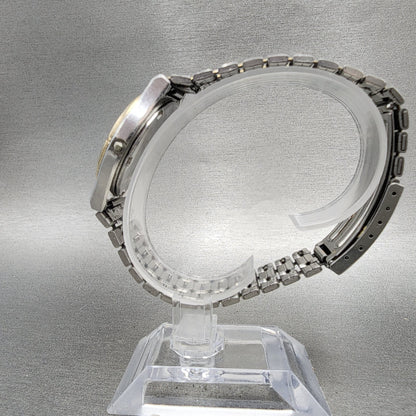 Seiko SQ Watch Men 33mm Silver Dial Two Tone Date Round 5y227a09 PARTS7