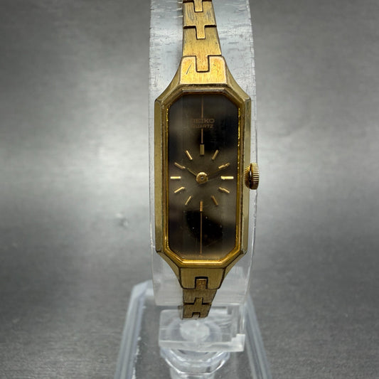 Seiko Watch Women 13mm Gray Dial Gold Tone Octagon 1320-5989 New Battery JGJ0